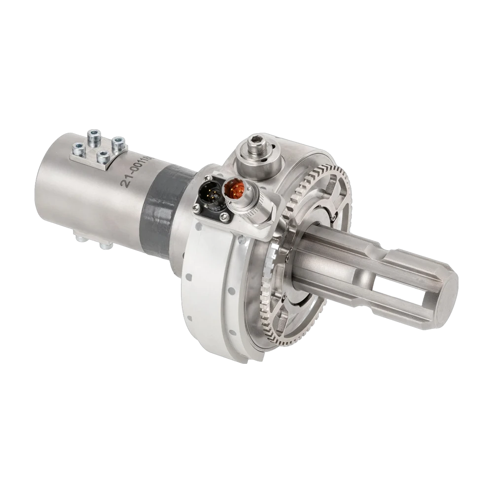 PTO2 torque transducer with its B4-2W/E60 slip ring and male splined shaft