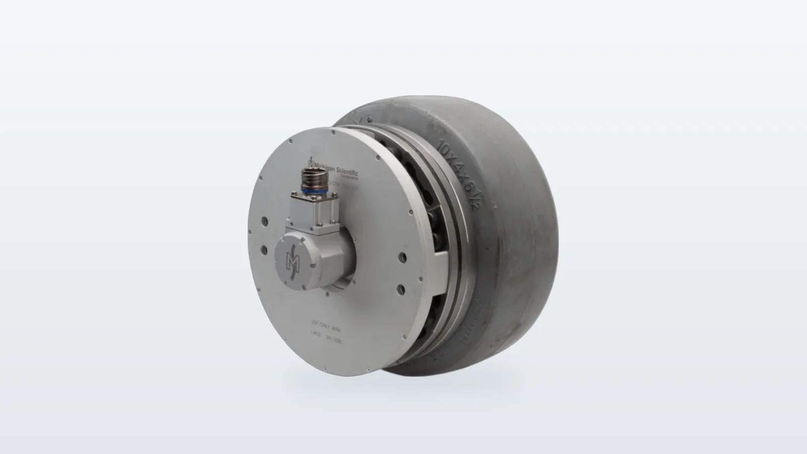 LW55 wheel force transducer on a small wheel, with its outboard slip ring