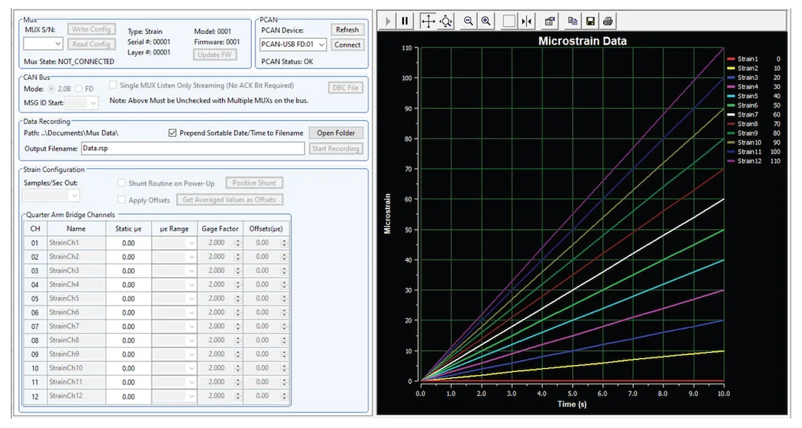 MUX configuration and recording software