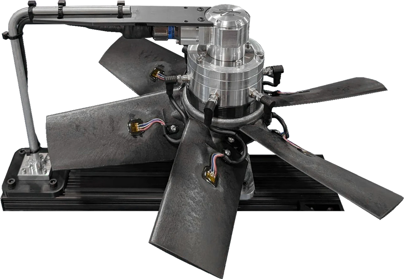 Fan with strain gaged blades, MUX modules and slip ring on the hub
