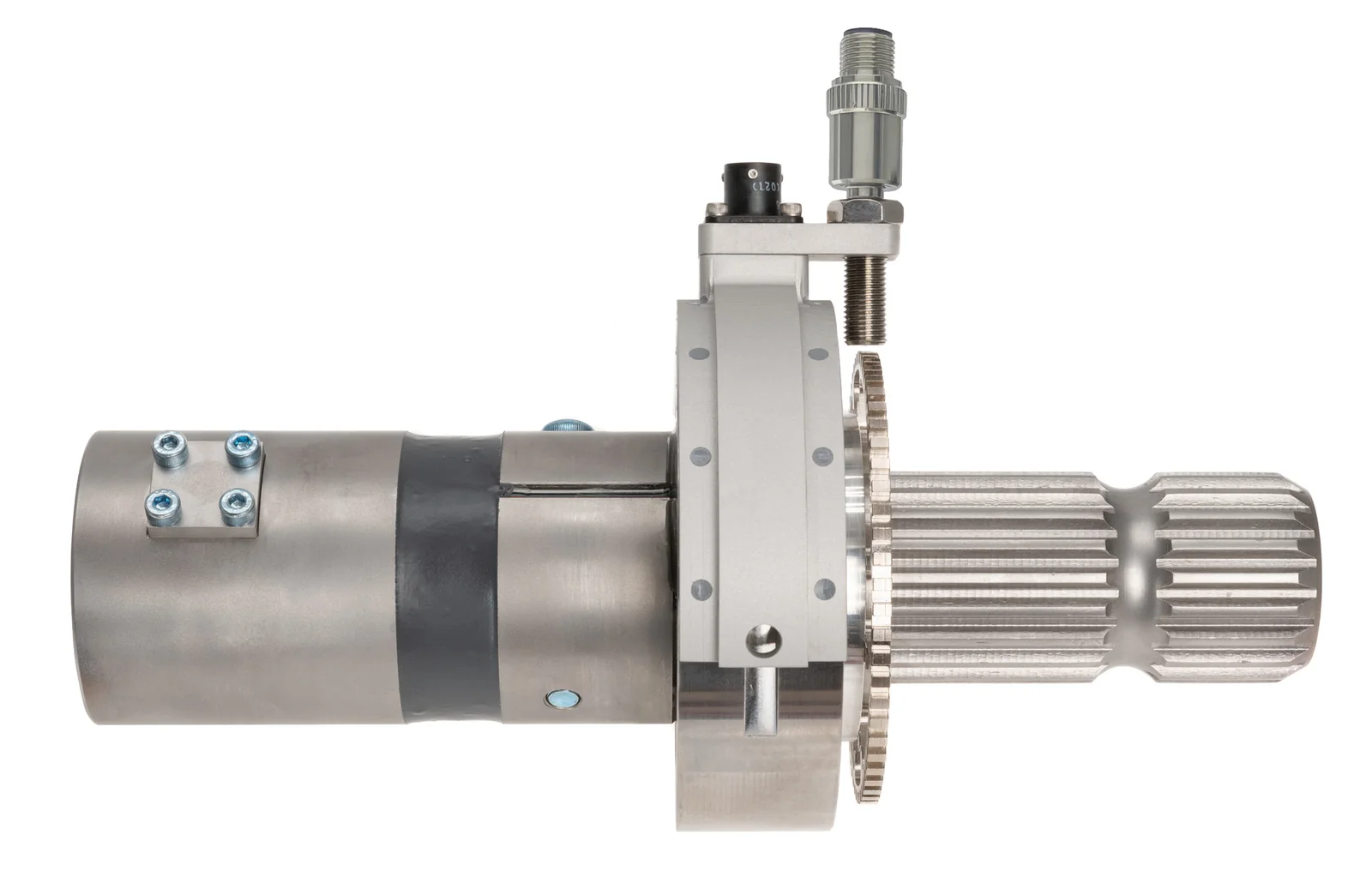 PTO2 transducer, side view with the slip ring, Hall effect sensor and tone wheel