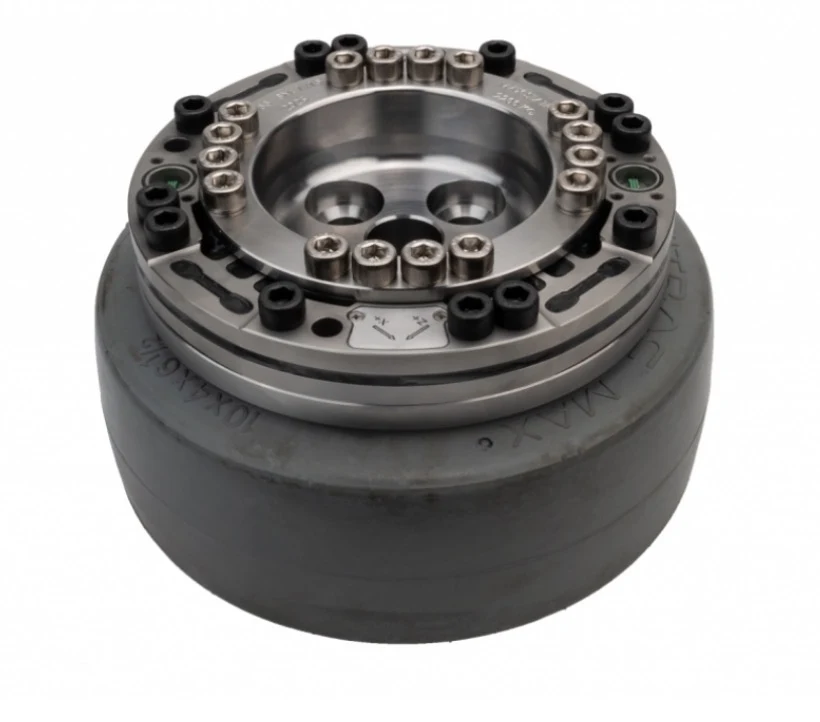 LW55 wheel force transducer bolted into a small wheel, hub side