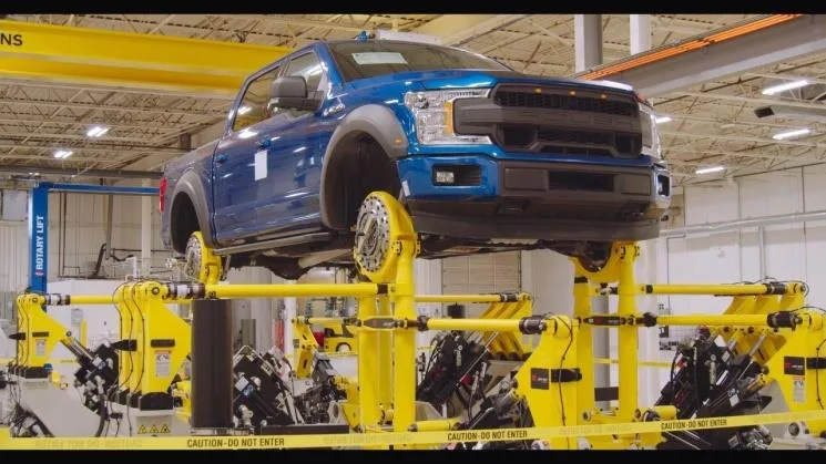 Pickup truck on a road simulator